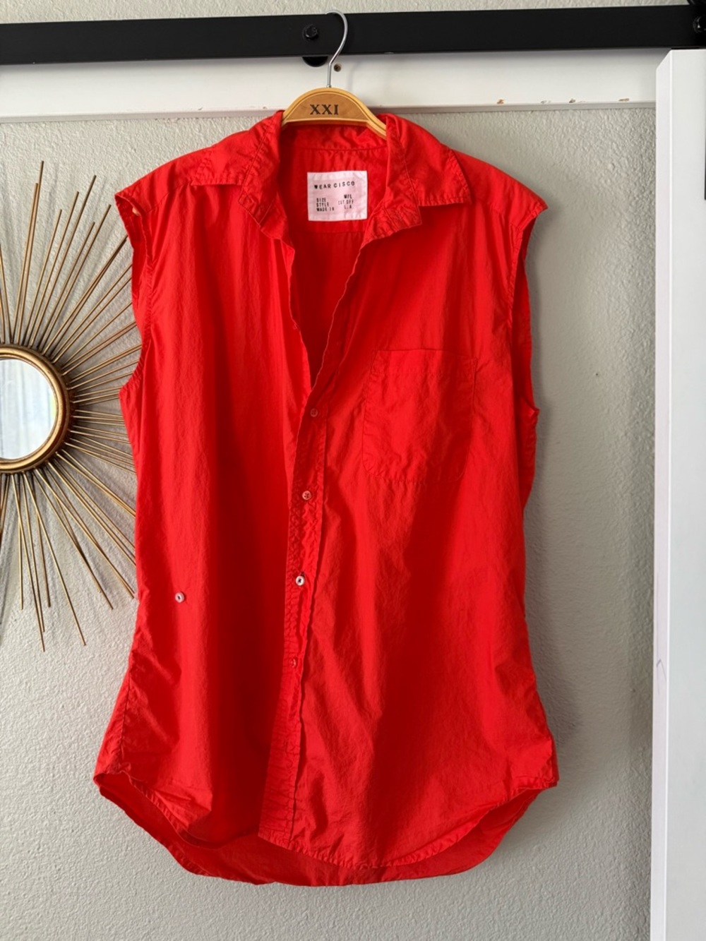 Cisco Vibrant Red Lightweight Shirt Jacket with Interior Label